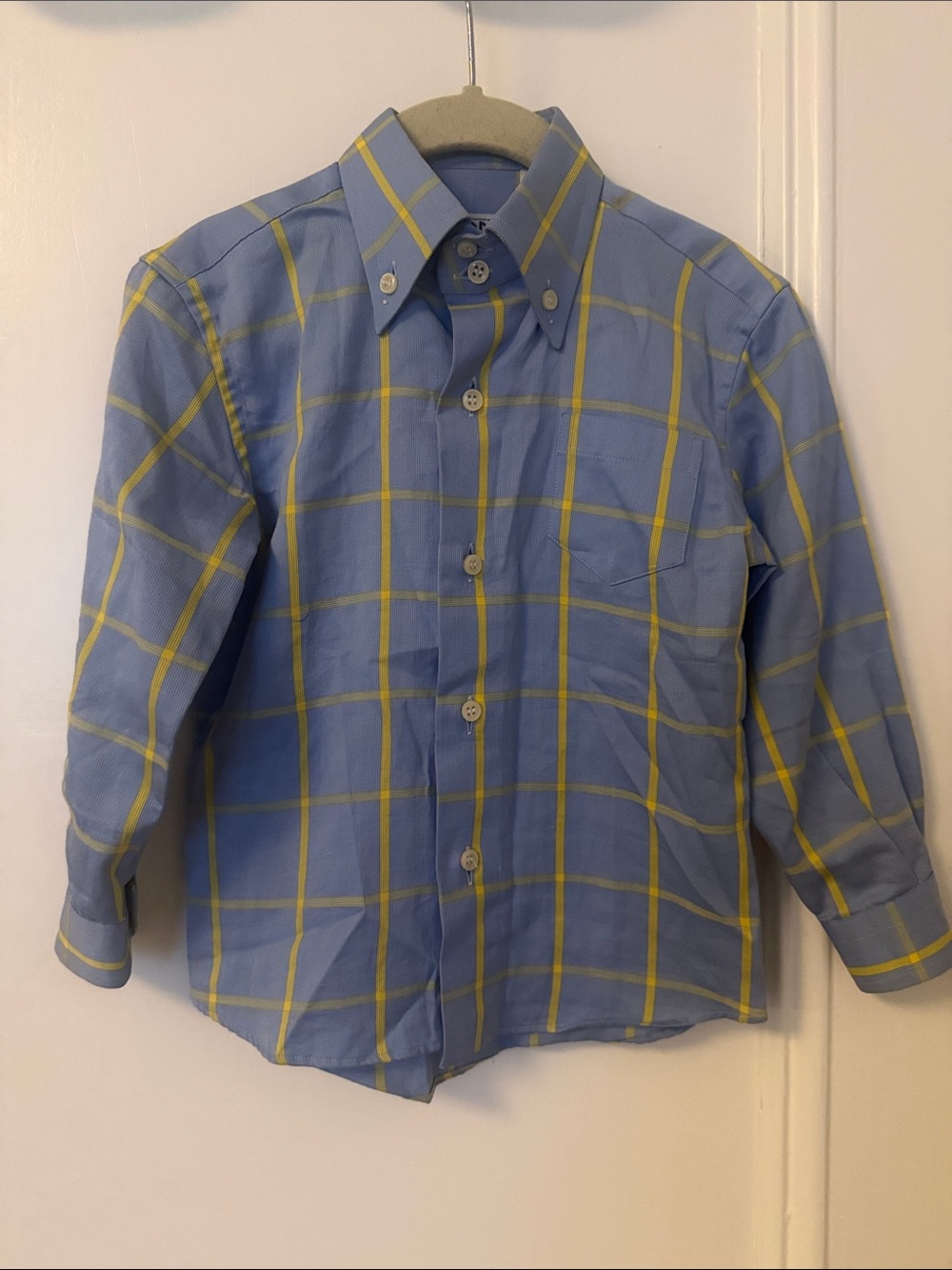 Light Blue & Yellow Plaid Button-Down Shirt